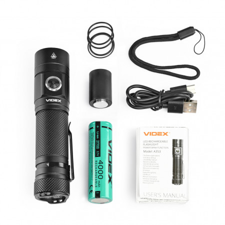 Ліхтар VIDEX VLF-A353 900lm, Li-ion 2600mAh, далекий спрямований промінь
