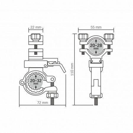 Велосипедне кріплення VIDEX для ліхтарів, універсальне, поворот на 360°
