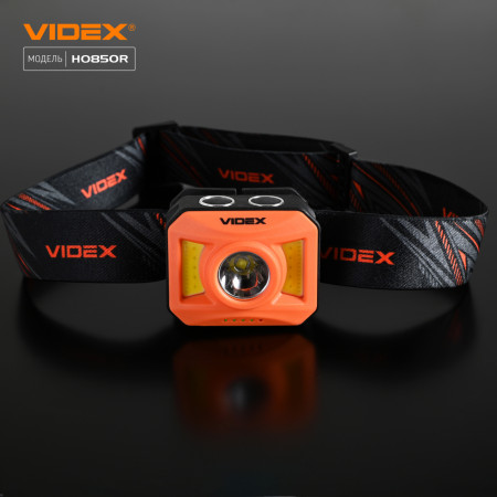 Налобний ліхтар VIDEX VLF-H085-OR 400lm, Li-pol 850mAh, нейтральне світло 5000K