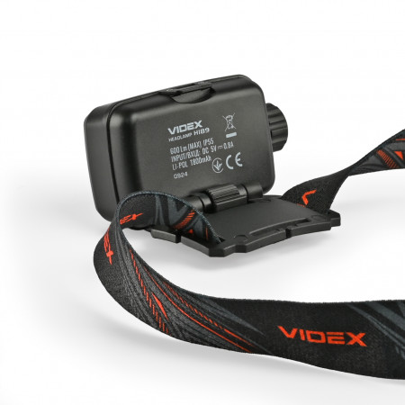 Налобний ліхтар VIDEX VLF-H189 600lm, Li-pol 1800mAh, сенсор, USB-C, 7 режимів