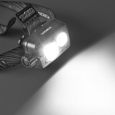 Налобний ліхтар VIDEX VLF-H189 600lm, Li-pol 1800mAh, сенсор, USB-C, 7 режимів