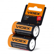 Батарейка сольова Videx R14P/C 2шт shrink card