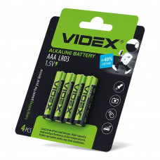 Батарейка лужна Videx LR03/AAA 4шт blister card