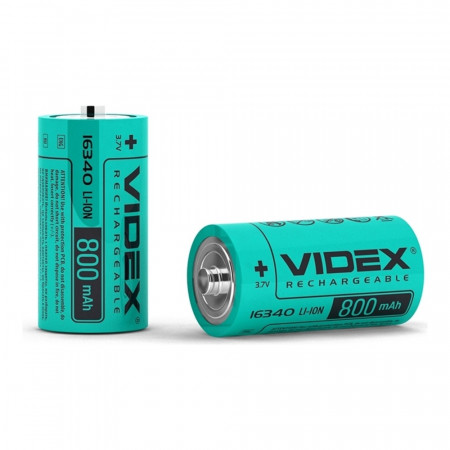 Акумулятор Videx літій-іонний 16340 (без захисту) 800mAh bulk/1шт