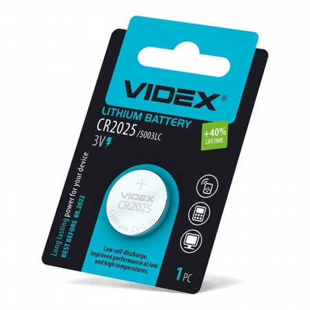 Батарейка літієва Videx CR2025 1шт blister card