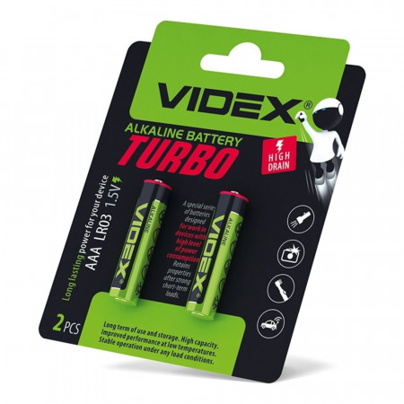 Батарейка щелочная Videx LR03/AAA Turbo 2шт blister