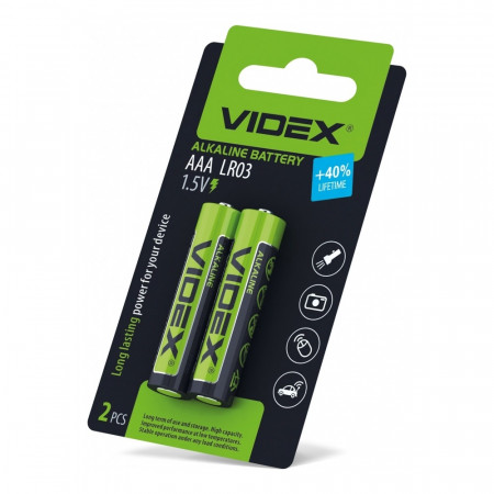 Батарейка щелочная  Videx LR03/AAA 2шт small blister