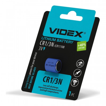 Батарейка літієва Videx CR1/3N 1шт blister