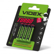 Батарейка лужна Videx LR03/AAA Turbo 4шт blister (40/720)