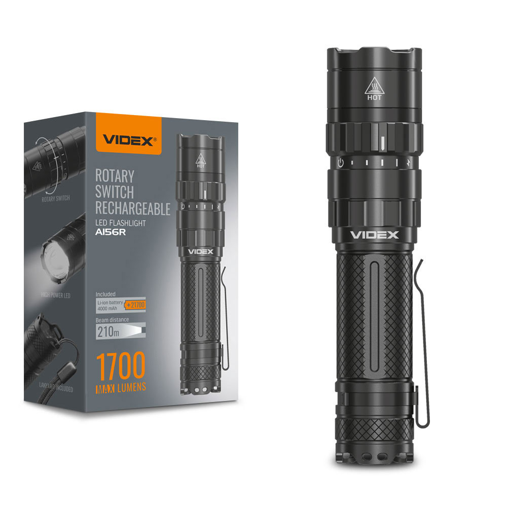Ліхтар VIDEX VLF-A156R 1700lm, Li-ion 2600mAh, червоний додаткове світло