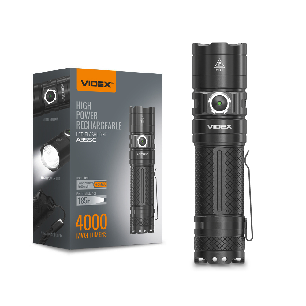 Ліхтар VIDEX VLF-A355C 4000lm, Li-ion 5000mAh, далекобійний відбивач