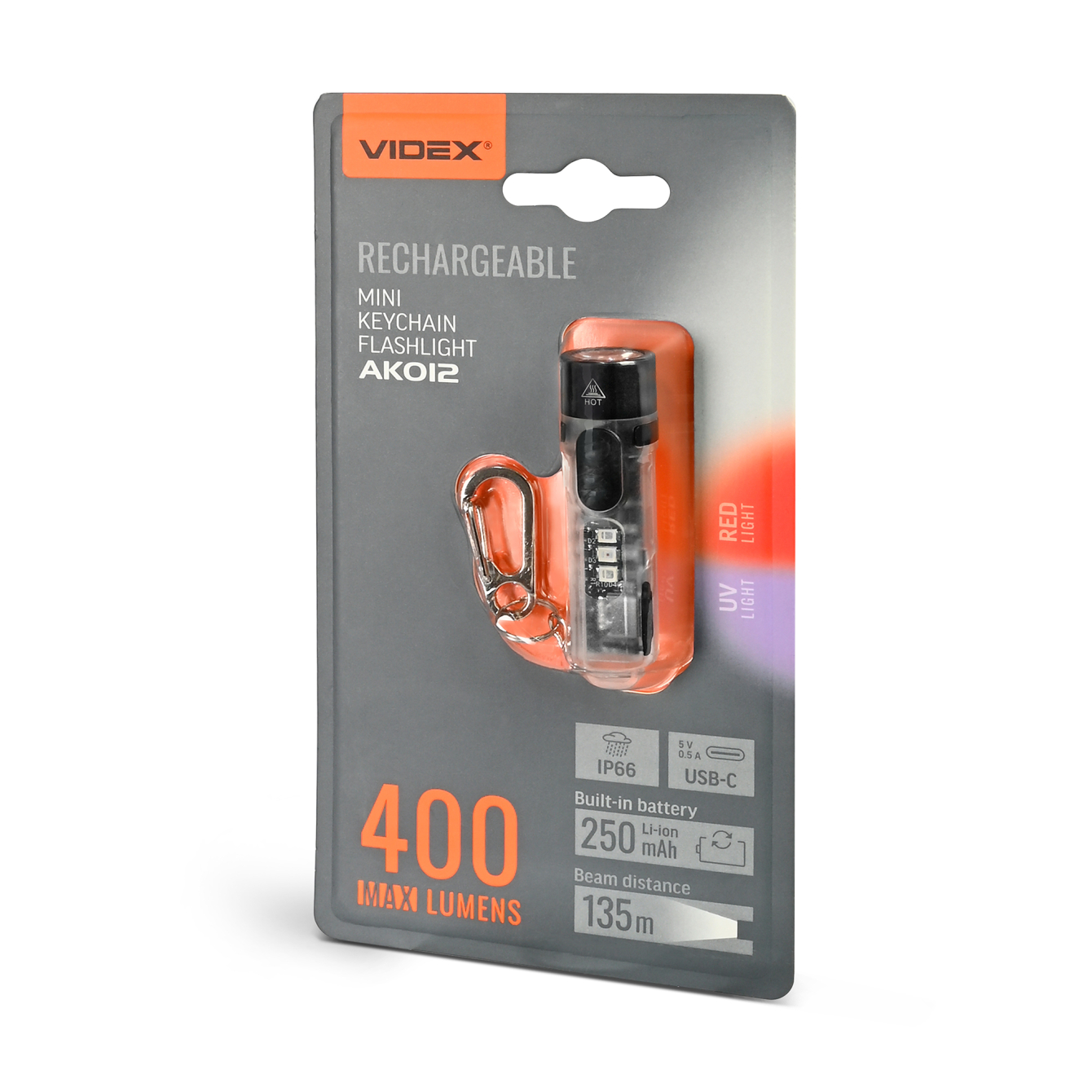 Кишеньковий ліхтар VIDEX VLF – AK012 400lm, Li-ion 850mAh, EDC – формат, кліпса